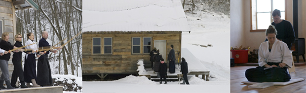 Collection of participants at the Dojo in the winter